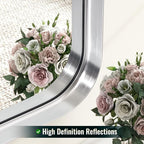 48 x 30 Inch Silver Bathroom Mirror, Rectangular Wall Mounted Shatterproof Mirror, Aluminum Alloy Frame with Rounded Corners, Horizontal or Vertical for Farmhouse Decor