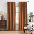 DUALIFE Pinch Pleatd Blackout Curtains 96 Inches Long, Boho Linen Rustic Copper Color Retro Room Darkening Privacy Curtains Drapes with Hooks for Living Room Bedroom 2 Panels Terra Cotta Rust