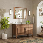 40x32 Inch Bathroom Mirror for Wall, Anti-Rust Walnut Wood Grain Metal Framed Bathroom Mirrors for Over Sink,Rectangler Mirrors for Bathroom Vanity, Farmhouse, Bedroom, Living Room, Entryway Decor