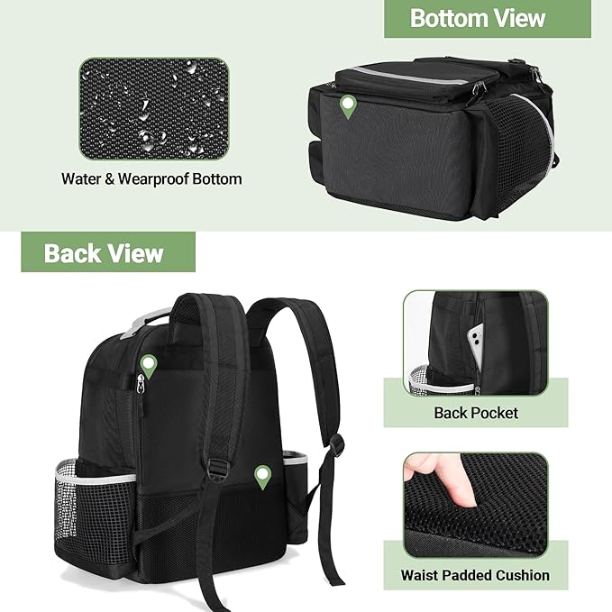 Cleaning Backpack with Bottom Plate & Waterproof Bottom, Large Supplies Bag with Multiple Pockets for Housekeeping Tools, Cleaning Products Caddy Organizer for Home & Car