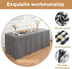 HolidayIdeas Fitted Checkered Tablecloths for 6 Foot Tables - 72 x 30 Inch - 2 Pack Rectangle Tableclothes Buffalo Plaid Table Cover for Parties, Picnic, Trade Show (Black and White)