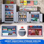 INTERGREAT Metal Garage Storage Cabinet with Lock, 72" Storage Cabinet with Locking Doors and 4 Adjustable Shelves, Lockable Steel Tool Cabinet for Home Office, School, Cement Grey