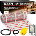 Electric Heated Floor System, 70 Sqft 240V Underfloor Electric Heating System, Heated Floor Mat, Radiant Heaters for Indoor Use, Heating Mat with 7-Day/4 Event Programmable GFCI Thermostat