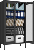 73" Metal Storage Cabinet, 5 Tiers Adjustable shelfs Tool Storage File Garage, Assembly Needs, Warehouse, Basement, Utility Room Standard Office Storage Cabinet(Black)