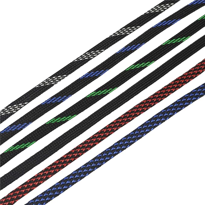 30ft PET Expandable Sleeving Wire Cable Sleeve (2/5", Blue&Black)