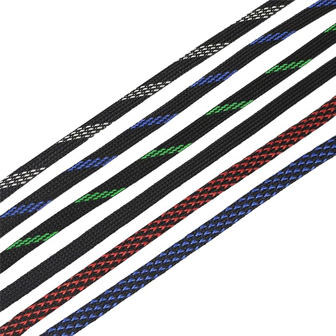 30ft PET Expandable Sleeving Wire Cable Sleeve (1/4", Silver&Black)