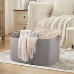Extra Large Blanket Basket, 24" x 16.9" x 14.2" Woven Storage Basket for Living Room, Rectangle Nursery Blanket Storage for Toys, Towels, Dirty Clothes (Light Grey)