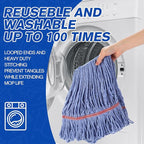 Eccliy 6 Pack Heavy Loop End Cotton String Mop Head Heavy Duty Mop Head Commercial Refills Replacement Bulk for Home Industrial Commercial Floor Cleaning (Blue,Red)