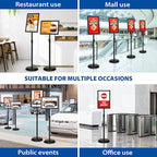 Adjustable Sign Holder Stand - 2Pack 11x17 Inch Pedestal Poster Sign Stand, Heavy Duty Floor Standing Sign Stand Aluminum Snap Open Frame for Church Business Store Sign Holder Stands (Black)