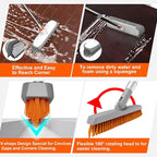 Heavy Duty Floor Scrub Brush and Grout Cleaner Tool with Long Handle Deck Brush with Stiff Bristles Outdoor Scrubber for Cleaning Deck Tile Kitchen Swimming Pool Bathroom(2 Pack Brush Head)