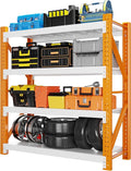 3000LBS Garage Shelving 42" W Garage Shelving Heavy Duty 4-Tier Metal Storage Shelves Adjustable Shelf Unit Storage Rack for Basement Supermarket Warehouse 42" W x 20" D x 78" H Orange-White