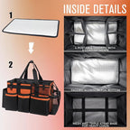 Wearable Cleaning Caddy, Cleaning Caddy Supplies Organizer with Handle & Shoulder Straps for Housekeepers, Under Sink & Car Cleaning Tool Organizers Bag with 4 Foldable Divider (RetroOrange)