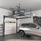 FLEXIMOUNTS 3x4 Overhead Garage Storage Rack, Adjustable Organization System, Heavy-Duty Metal Ceiling Racks, 275lbs Weight Capacity, Black, Classic Series