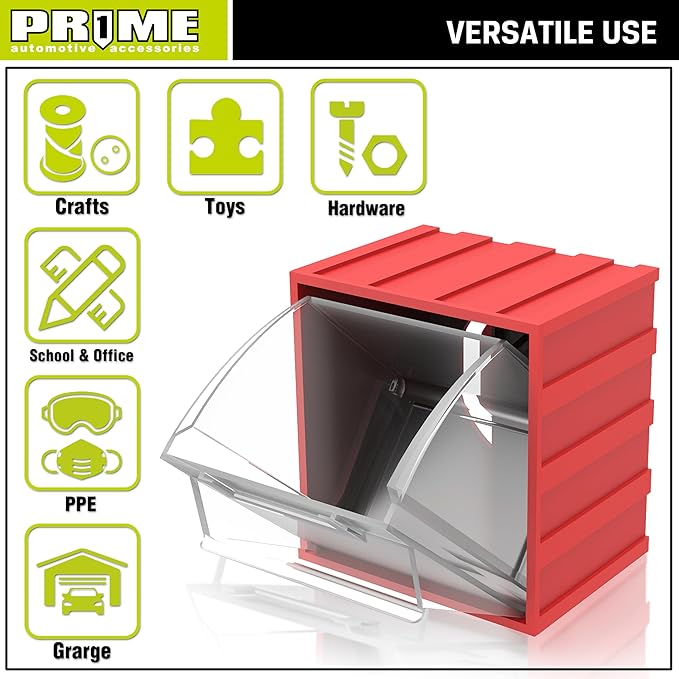 PR1ME 1 Pack Wall Mounted Storage Bins, Garage Hanging Storage Organizer Bins for Screws, Nuts, Bolts, Nails, and Small Hardware Parts