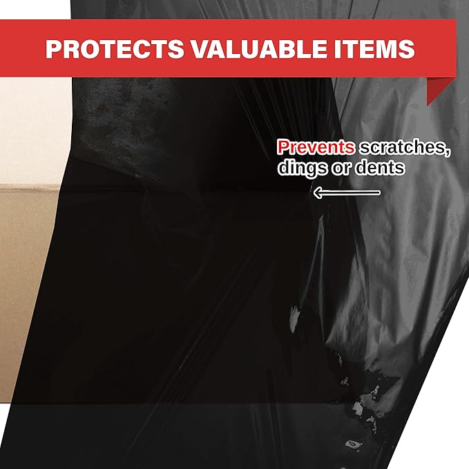 Simply Cool Black Stretch Wrap Industrial Strength Extra Thick 17.5" 1100 SqFt 80 Gauge (20 Micron) Shrink Wrap Roll for Moving Supplies, Furniture, Pallets, Plastic Wrap for Packing, Stretch Film