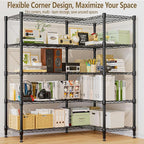 Himimi 72" W Wire Rack Shelving-2000LBS Capacity, Adjustable Storage Shelves Metal Shelves for Storage, 5-Tier Heavy Duty Wire Organizer for Kitchen, Garage, Pantry, 72" W x 18" D x 72" H, Black