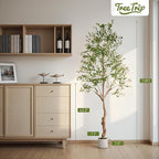 2 Pack Artificial Olive Tree 7FT, Tall Faux Olive Trees with White Pot for Indoor Outdoor, Realistic Potted Plant Natural Wood Trunk, Leaves and Fruits for Home Office Decor (2, 7FT)