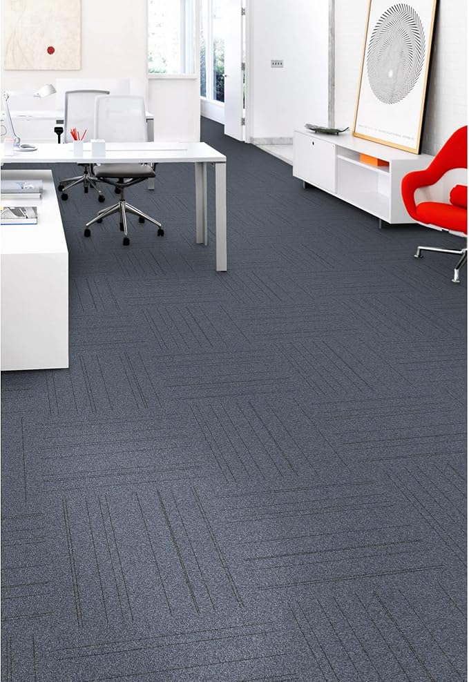 Mohawk Basics 24" x 24" Berber (Loop pile), 0.07" Pile Height, Carpet Tile, PET Fiber, Ocean Tide Color, (24 Tiles), (96 sqft/carton)