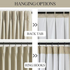 Vision Home Sand Pinch Pleated Full Blackout Curtains Linen Blended Room Darkening Window Curtains 90 inch for Living Room Bedroom Thermal Insulated Pinch Pleat Drapes with Hooks 1 Panel 60" Wx90 L