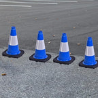 8 Pack 12 Inch Blue Safety Cones Durable with Black Base, Driveway Markers, Skating Practice, Pet Agility Training, Parking Lot Use (8, Blue, 12 Inch)
