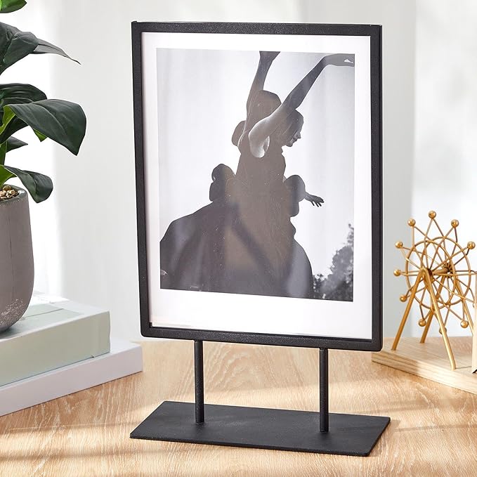 Zhengmy Tabletop Sign Holder with Flat Base Double Sided Countertop Sign Holder Desktop Display Stand Metal Poster Display Stand for Office Store Restaurant Hotels, Black(11" X 8.5",Vertical,1 Pcs)