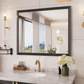 Amorho Bathroom Mirror Black, 44x36 Inch Thick Metal Framed Wall Mirrors, Suitable or Bedroom, Living Room, Entryway, Rectangle Wall-Mounted Mirrors(Horizontal/Vertical).