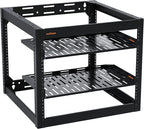 ECHOGEAR 10U Network Rack - Wall Mountable Heavy Duty 4 Post Design Holds All Your Networking & AV Gear - Open Frame Design Includes 2 1U Vented Shelves & Mounting Hardware