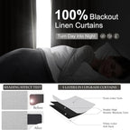 Light Grey Blackout Curtains 90 Inch Length 2 Panels Set for Bedroom, Modern Faux Linen Room Darkening Pleated Gray Burg with Rod Pocket Back Tab Insulated Curtain for Office Sunroom (50"Wx90"Lx2 )