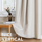 H.VERSAILTEX Linen Curtains 100% Blackout Curtains for Bedroom 108 inch Long Full Light Blocking Nature Linen Blended Window Curtains for Living Room Nickel Grommet (2 Panels, Heathered Natural)