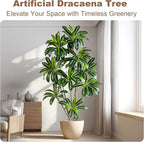 Artificial Dracaena Plant 7FT - Realistic Fake Dracaena Tree Tall Large Faux Silk Plants Fake Floor Potted Artificial Plants for Home Decor, Office Plants