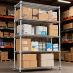 5 Tiers Shelf Metal Storage Shelves 3300 lbs Steel Storage Shelving Utility Shelving Unit Steel Organizer Wire Rack for Home,Kitchen,Office,Garage Chrome 17.7" D x 47.2" W x 70.3" H