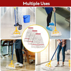 MATTHEW CLEANING Heavy Duty Mop Head Commercial Replacement for General and Floor Cleaning, Wet Industrial Blue Cotton Looped End String Head Refill (Pack of 3) White