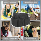 Compact Wearable Cleaning Caddy, Small Supplies Organizer with Handle & Shoulder Straps for Housekeepers, Under Sink & Car Cleaning Tool Organizer Bag (Black)