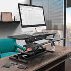 VERSADESK® PowerPro™ 36” x 24” Standing Desk Converter | 7.75” - 23.5” Electric Height Adjustable Sit to Stand Desk Riser w/Keyboard Tray & USB Hub - Ergonomic Workstation for Home & Office, Black