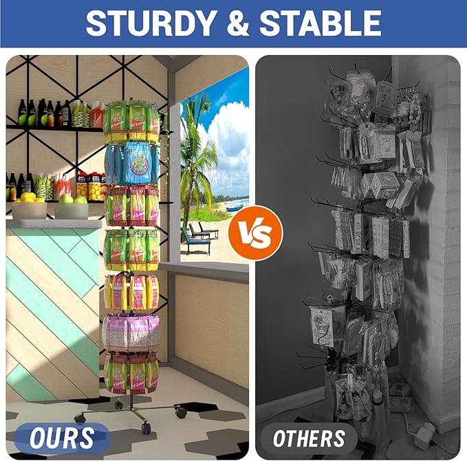 Retail Display Stand 7 Layer - Alloy Steel Jewelry Display for Vendors - 360°Rotating Display Stand for Jewelry, Key Chain, Cotton Candy