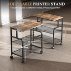Printer Cart with Wheels, Printer Stand with Storage, Printer Table for Home Office, 3 Tier Cart with Adjustable Shelf, Supports Up to 100 Lbs, for Print, Heat Press, Scanner & Fax