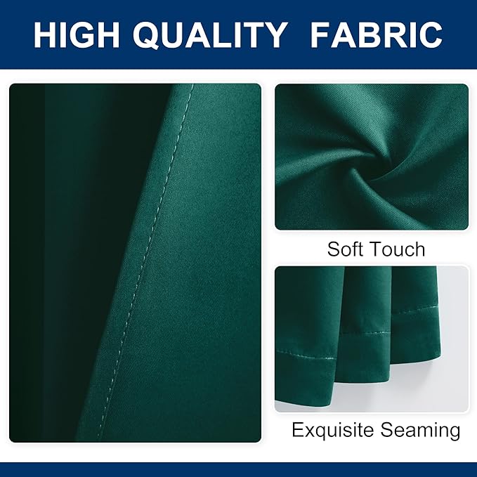 Hiasan Christmas Patio Sliding Glass Door Curtains - Extra Wide Privacy Room Divider Blackout Thermal Insulated Curtain with Back Tab & Rod Pocket for Bedroom Partition(100 x 108 Inches, Hunter Green)