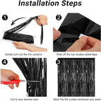 2 Pack 2025 Graduation Party Decorations, 3.28 FT x 7.05 FT Black Backdrop, Metallic Graduation Photo Backdrop Fringe Curtains Tinsel Backdrop Foil Streamer, Grad Party Supplies Photo Booth Props