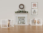Vantas Folding Pet Gate 144" Wide, 30" Tall No-Assembly Metal Dog Gate, Freestanding Wire Pet Gate, Pet Puppy Safety Fence, Extra Wide with 2PCS Support - White