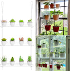 Clear Hanging Window Plant Shelves,2-Pack 3-Tier,Indoor Windows Wall Hanging Plant Stand Flower Display,Flower Pot Organizer Storage for Window Grow Herbs,Microgreens,Succulents,Flower,16-Inch