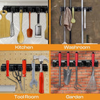 Heavy Duty ABS Plastic Broom Holder with 5 Slots and 6 Hooks | Wall Mount Mop and Broom Hanger | Waterproof Broom Organizer with Screws| Wall Mount Tool Organizer for Garage Storage