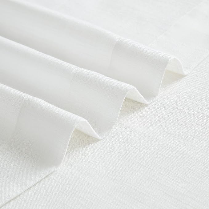 Vision Home White Pinch Pleated Semi Sheer Curtains Textured Light Filtering Window Curtains 95 inch for Living Room Bedroom Patio Rayon Blended Pinch Pleat Drapes with Hooks 1 Panel 60" Wx95 L