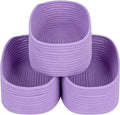CubesLand Small Storage Baskets for Shelves, Closet Organization Storage Bins Empty Gift Basket 3 Packs Baby Nursery Woven Baskets for Organizing, Rectangular Clothes Closet Shelves Baskets Purple