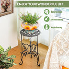 Sungmor Heavy Duty Cast Iron Potted Plant Stand,19.3-Inch 1 Tier Metal Planter Rack,Decorative Flower Pot Holder,Vintage & Rustic Style Indoor Outdoor Garden Pots Container Supports