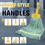 Matthew Cleaning Commercial Mop Head Replacement, 5 Inch Wide Headband, Looped End Cotton Blend String Wet Mops for Floor Cleaning, 18 oz Medium, 3-Pack Green