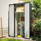 Aoxun 31x19 in Outdoor Storage Cabinet Metal Garden Shed with 2 Adjustable Shelves 3 Layer Indoor& Outdoor Waterproof Vertical Storage Shed for Patio Garden, Garage, Porch (Black, 22 Cu.Ft)