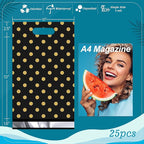 JinRuiKJ Poly Mailers with Handle 10x13 Inch 100 Pcs, Easy to Carry Packaging Bags for Small Business, Thank You Shipping Bags with Self Adhesive Strip, Tearproof and Waterproof - Gold Polka Dot
