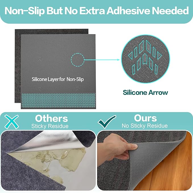 jxgzyy Commercial Carpet Tiles, 20×20 Inch, 0.31'' Padded Carpet Squares, Non-Adhesive Carpet Flooring with Textured Silicone Back, Easy DIY, Essential for Spatial Upgrade, 16 Pcs/43.1 Sqft