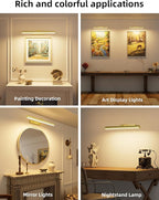 VOLISUN 16 inch Picture Lights for Wall, Rechargable Picture Light Battery Operated, 3 Color Temperatures Cordless Picture Light with Remote, Art Light for Paintings, Gallery, Portrait, 1 Pack (Gold)