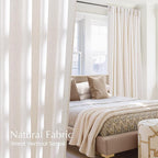 NICETOWN Thick Linen Cream Curtains 84 inches Long 2 Panels Set, Pleat Tape Semi Sheer Privacy Added with Light Filtering Window Treatments for Living Room/Bedroom, W52 x L84